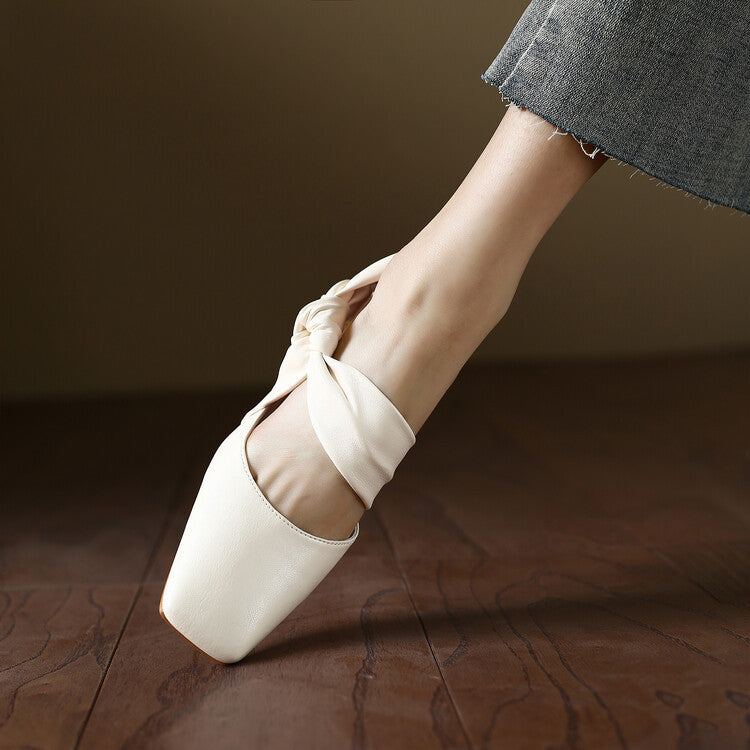 Back Empty Sandals Bow Fashion Casual High Heels Large Size Women's Shoes
