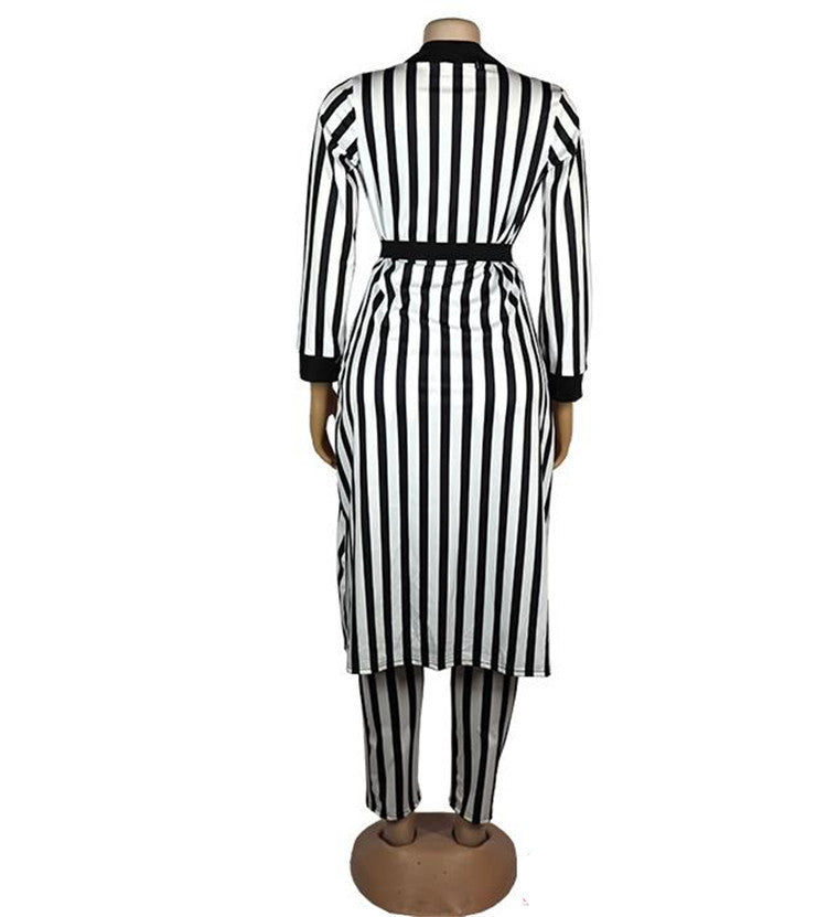 African women's two-piece set fashion striped clothes wish