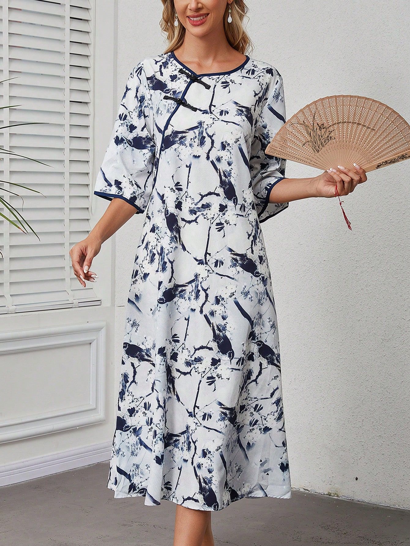 Retro Temperament Female Mid-length Thin Loose Casual Dress