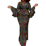 African Ethnic Women's Cerecloth Long Dress Suit