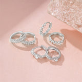 925 Sterling Silver Twisted Element Ear Ring High Sense Rhinestone Earrings