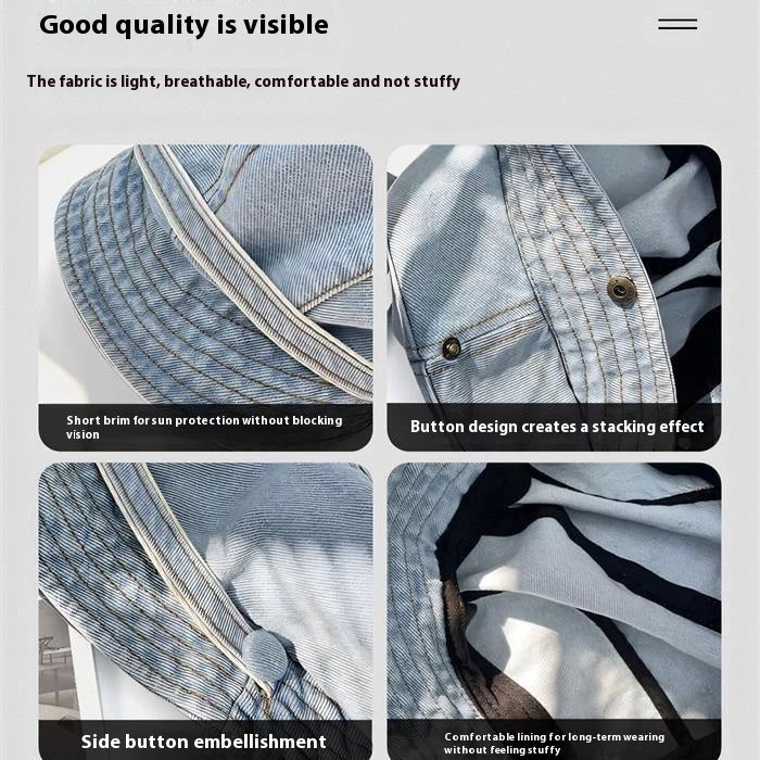 Jean Fisherman Hat Women's Short Brim Beret Bucket Hat