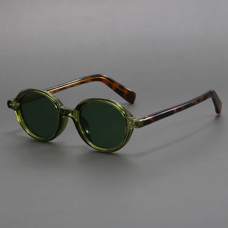 Retro Oval Black Frame Sun Shade Glasses