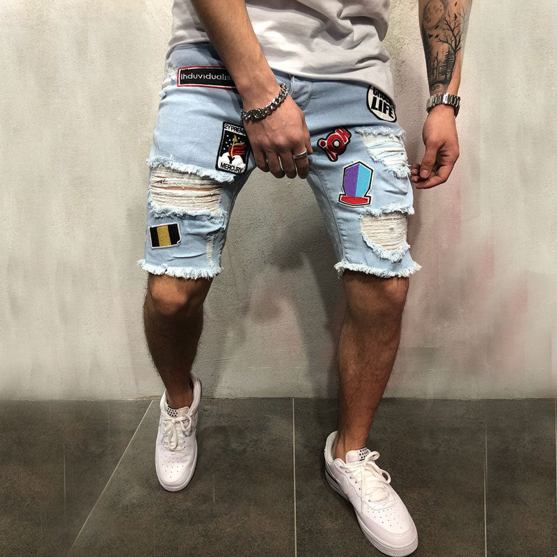 Pants Slim Cropped Trousers Embroidered Jeans