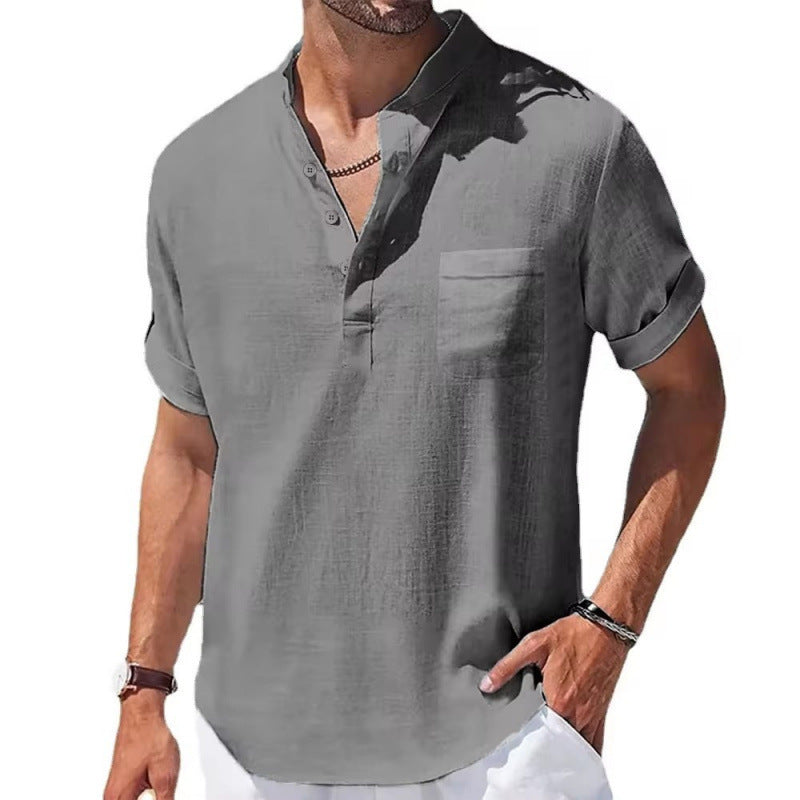 Cotton Linen Linen Men's Short-sleeved T-shirt