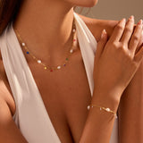 European And American Ins Freshwater Pearl Necklace Color Zircon Titanium Steel Bracelet