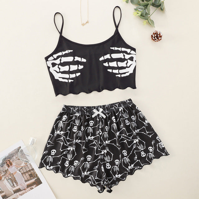 Women's Sleepwear Cute Cartoon Print Short Set Pajamas For W