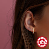 925 Sterling Silver Twisted Element Ear Ring High Sense Rhinestone Earrings