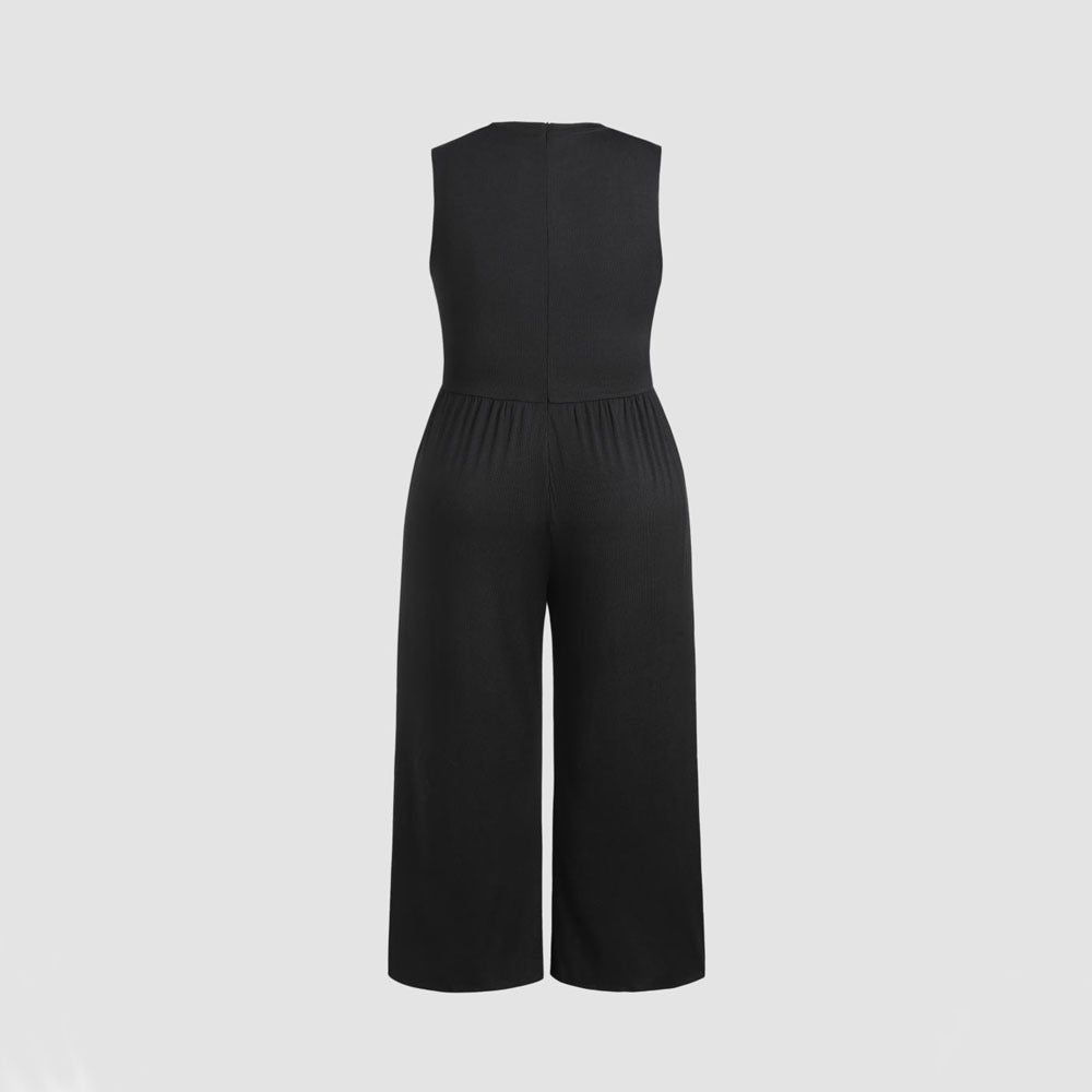 Women's Fashion Casual Pure Color All-matching Jumpsuit