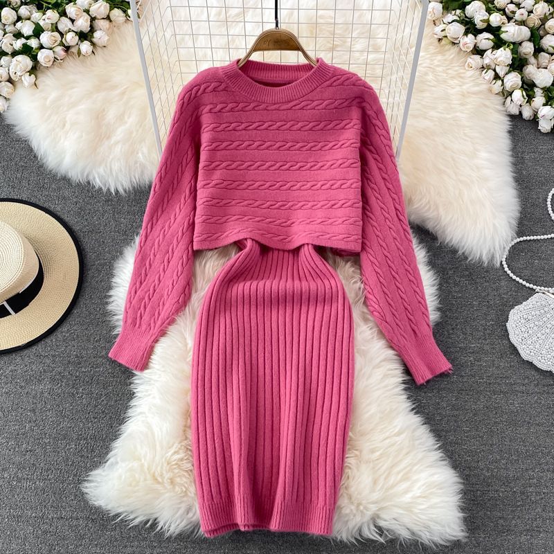 Women's Loose Two-piece Sweater Knitted Dress