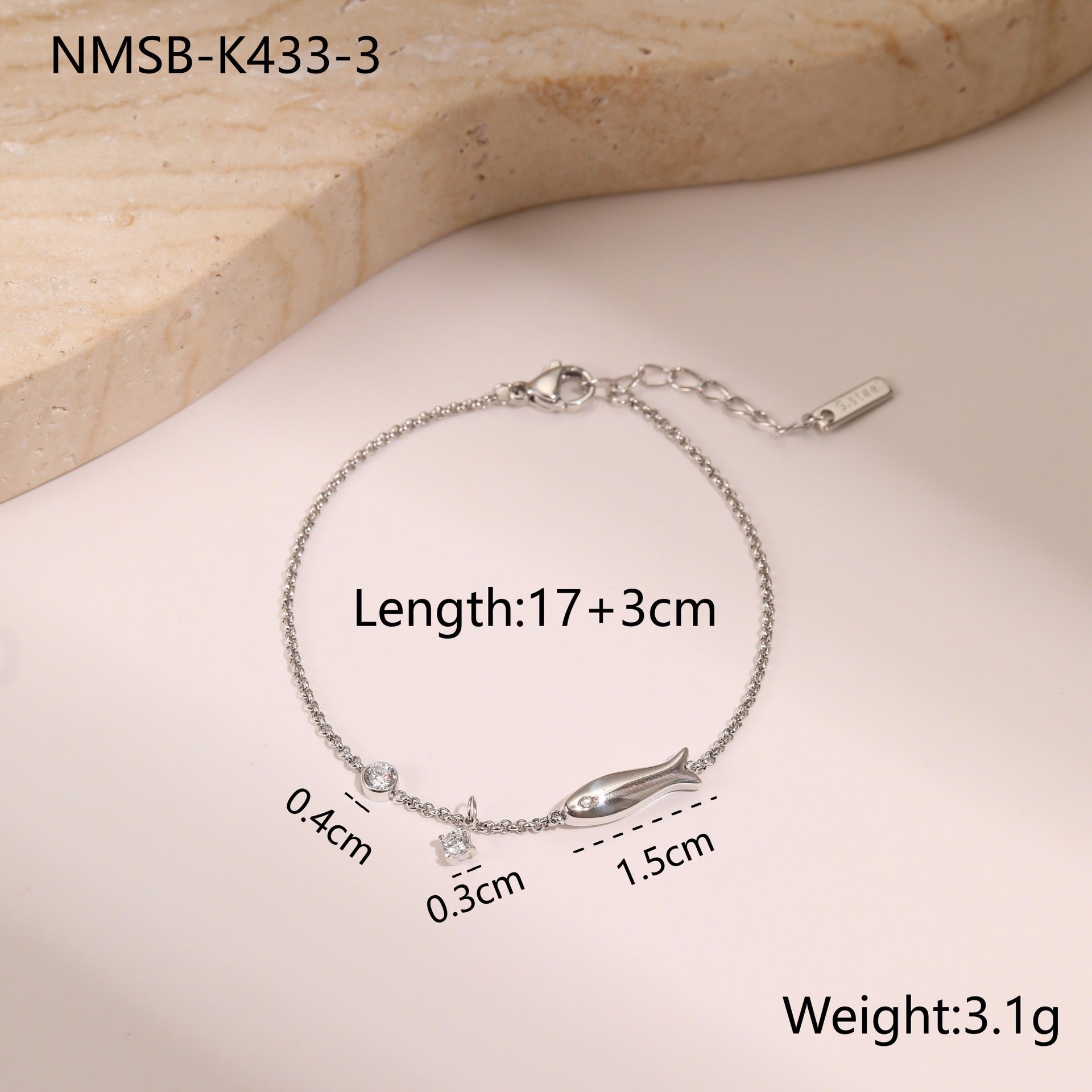 Ins Titanium Steel Bracelet 18K Gold Plating Zircon Star Pendant Exquisite