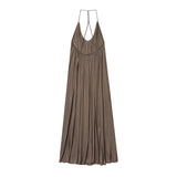 Elegant Silk Satin Texture Sling Loose Length Dress
