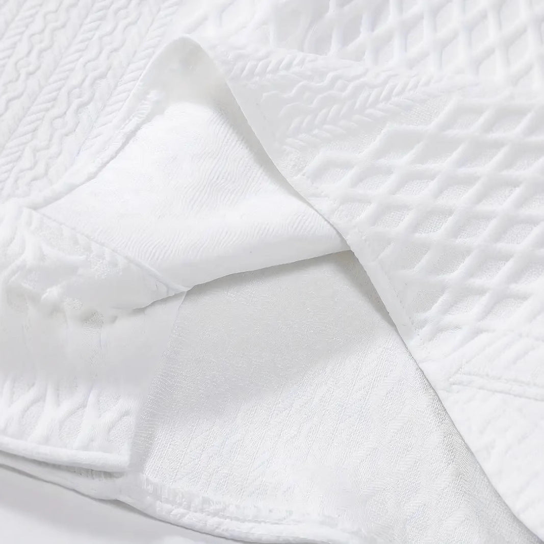 Men's Solid Color Short Sleeve Knitted Shirt With Over-turned Collar