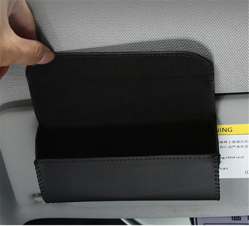 Car Hand-sewn Glasses Case Sun Visor Storage Box
