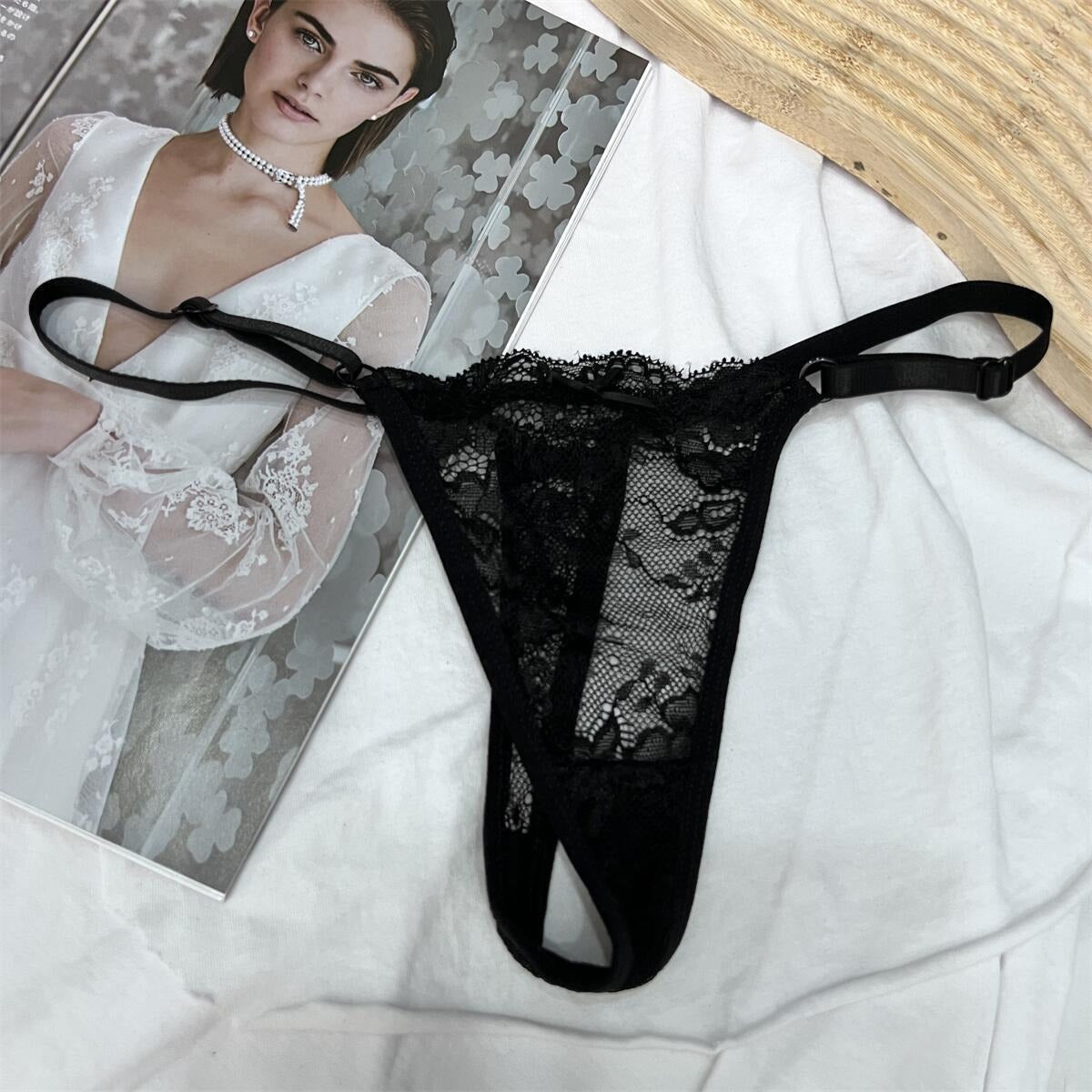 Hollow Lace Adjustable Buckle Low Waist Soft Comfortable Underwear Women