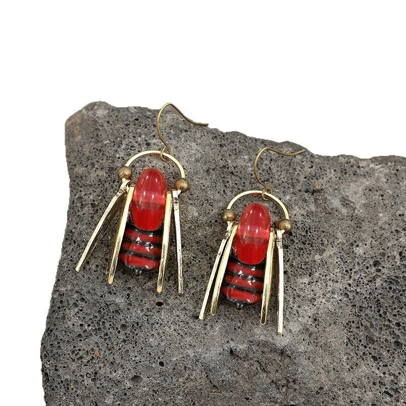 Creative Retro Animal Multi-color Bee Long Alloy Trendy Earrings