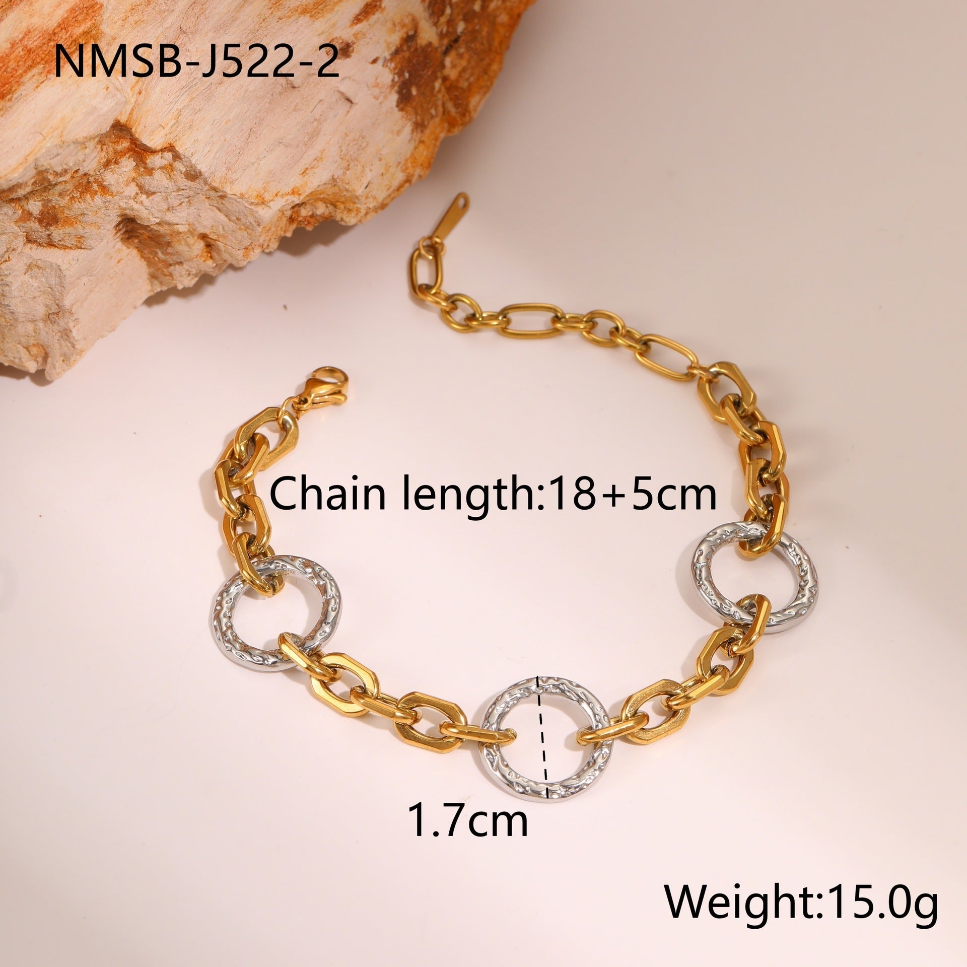 European And American Fashion Gold And Silver Color Matching Stainless Steel Necklace Bracelet High Sense Titanium Steel No Fading