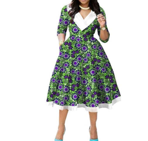 African Ethnic Double Sided Printed Batik Cotton Dress For Export