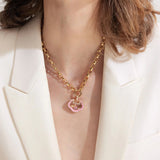 Ins Style Small Pendant Loving Heart Zircon Glass Box Necklace