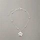 Bohemian Paw Print Pendant Beaded Anklet