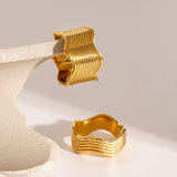 Stainless Steel Wide Surface Wave Ring