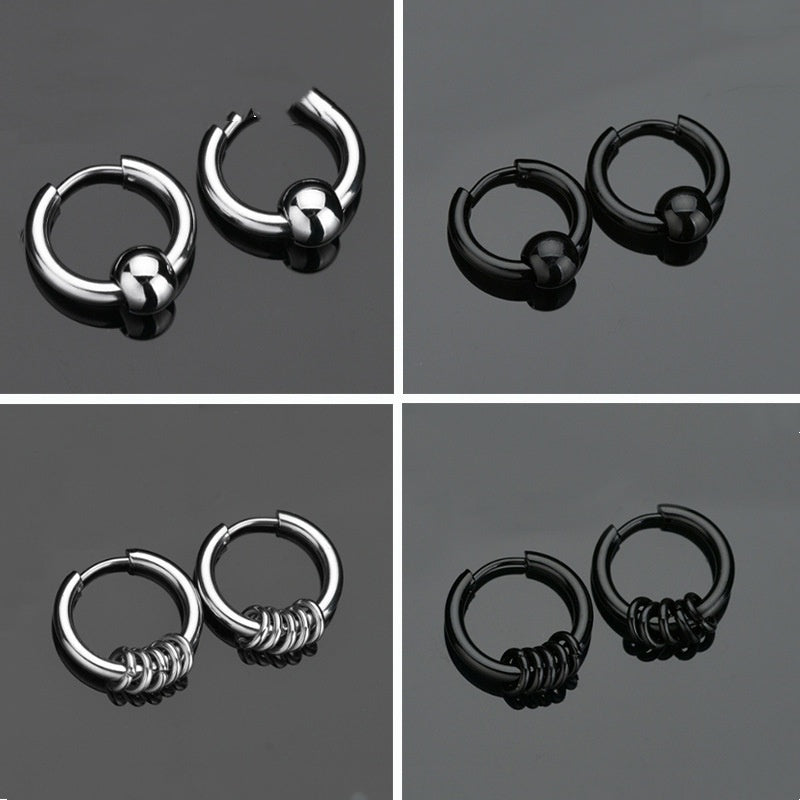 Men And Women Stainless Steel Ear Ring Round Ring Earrings