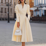 French V-neck Waist-cinching Slimming High-end Long Dress