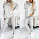 Casual Hooded Sweater Thickened Thread Fitted Vest Pants Three-piece Set