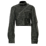 Irregular Cutting And Polishing Process Leather Coat