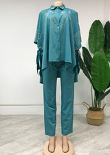 The New Suit African Plus Size Women's Hot Drilling Lapel Stitching Two-piece Suit