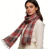 2pcs Lightweight Fashion Orange Red Yarn Dyed Scarf ,Luxe Look For Evening Wear,Scarf,vacation,daily Life,evening Party,Office Appropriate Subtlety For Women Men