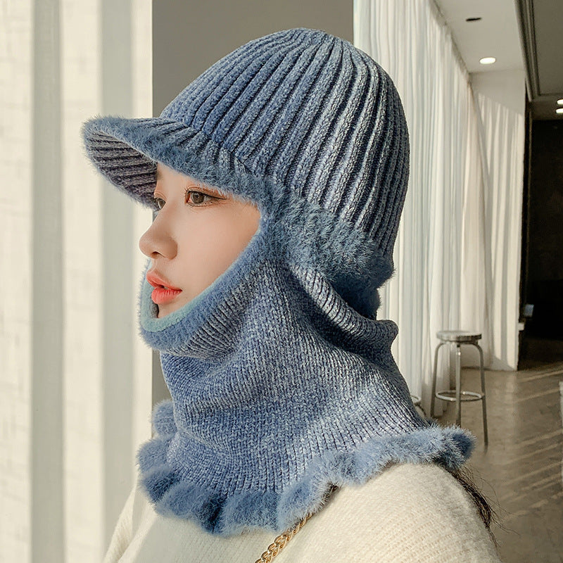Velvet chenille warm knitted hat