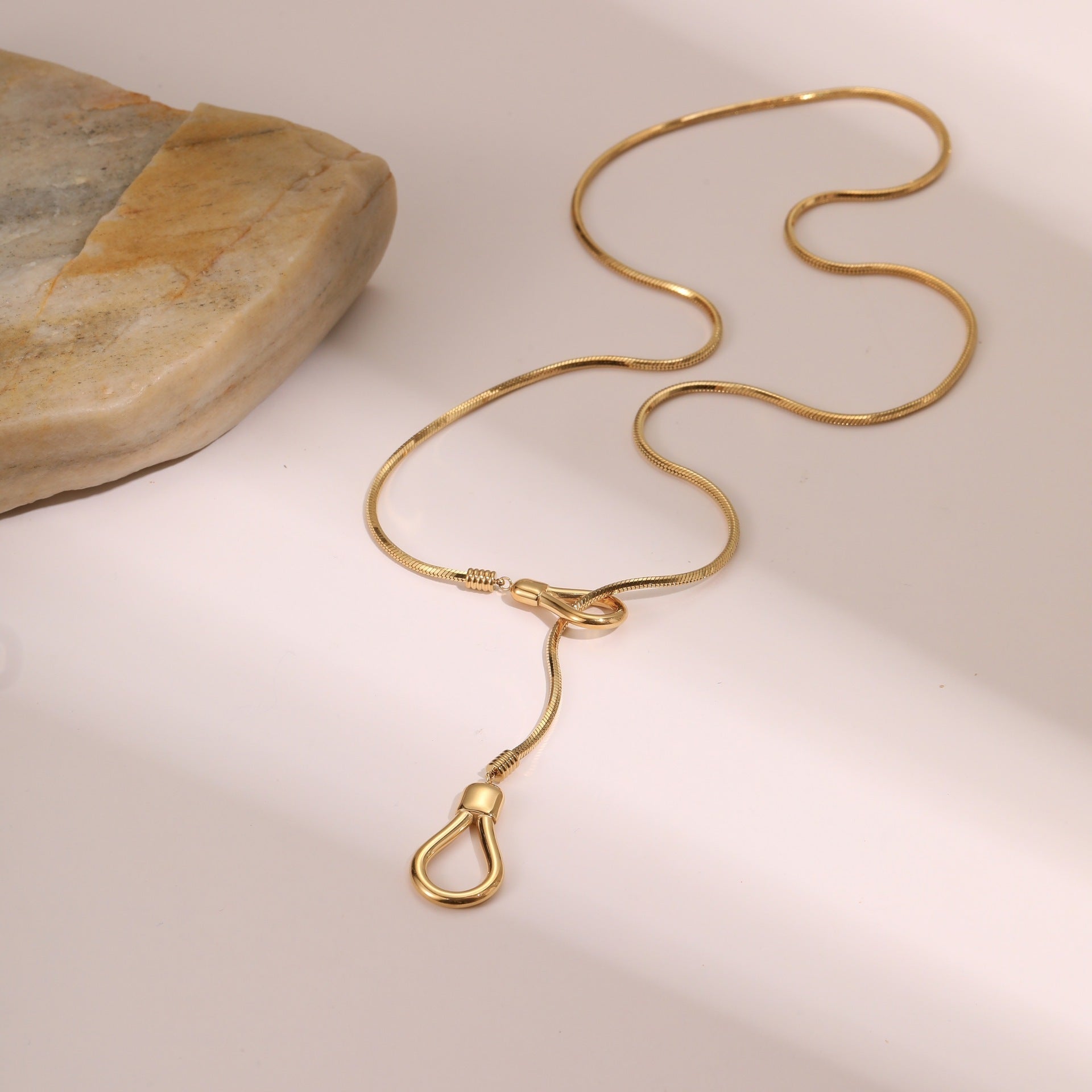 Ins European And American Stainless Steel 18K Gold Plated Adjustable Long Sweater Chain