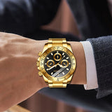 FANMIS Classics Business Analog Watch Big Face Quartz Luminous Waterproof Analog Quartz Stainless Steel Watch Elegant Gift Watch for Men
