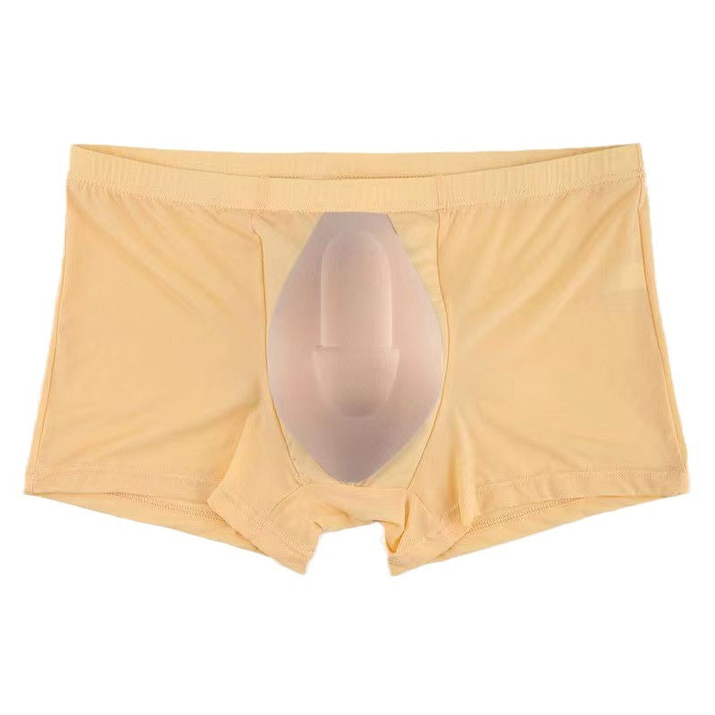 Men's Boxer Ice Silk Underwear Cup Combination U Convex Sexy
