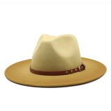 Two-tone jazz woolen hat with big brim