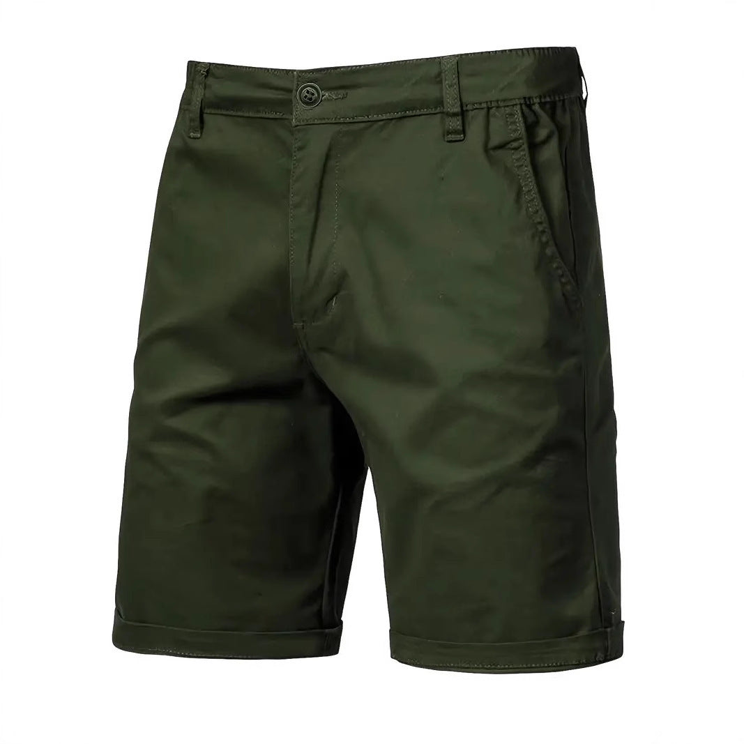 Outdoor Casual Straight-leg Slim Cropped Pants Plus Size Pure Color Cotton Camping Shorts