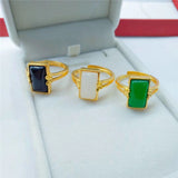 Brass Gold-plated Long Gem Electroplated Live Ring