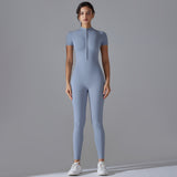 Women's Zipper Short Sleeve Yoga Bodysuit