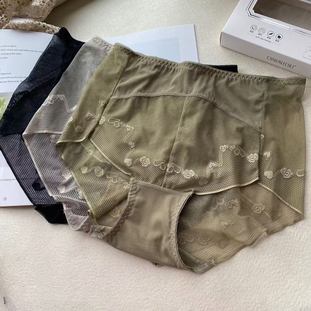 Three Pcs Boxed Women's High Waist Lace Panties