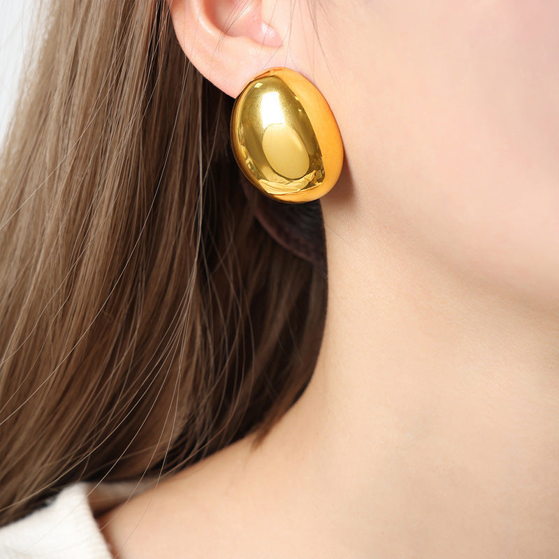 Earrings Stainless Steel Plated 18K Exaggerated Glazed Surface Ear Stud