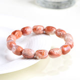 Natural Cherry Agate Barrel Shaped Bead Bracelet
