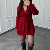Casual Long Sleeve Dress Sweater Wool