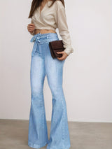 High Waisted Flared Jeans - Women’s Flared Jeans Elastic Wide Leg Jeans, High Waisted Design, Showcasing Perfect Curves. High Quality Fabrics Are Soft, Breathable, And Elastic, Making Them The Bes