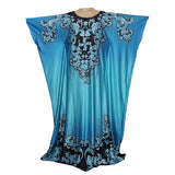 African Plus Size Women's Printed Pattern Bat Sleeve Dress