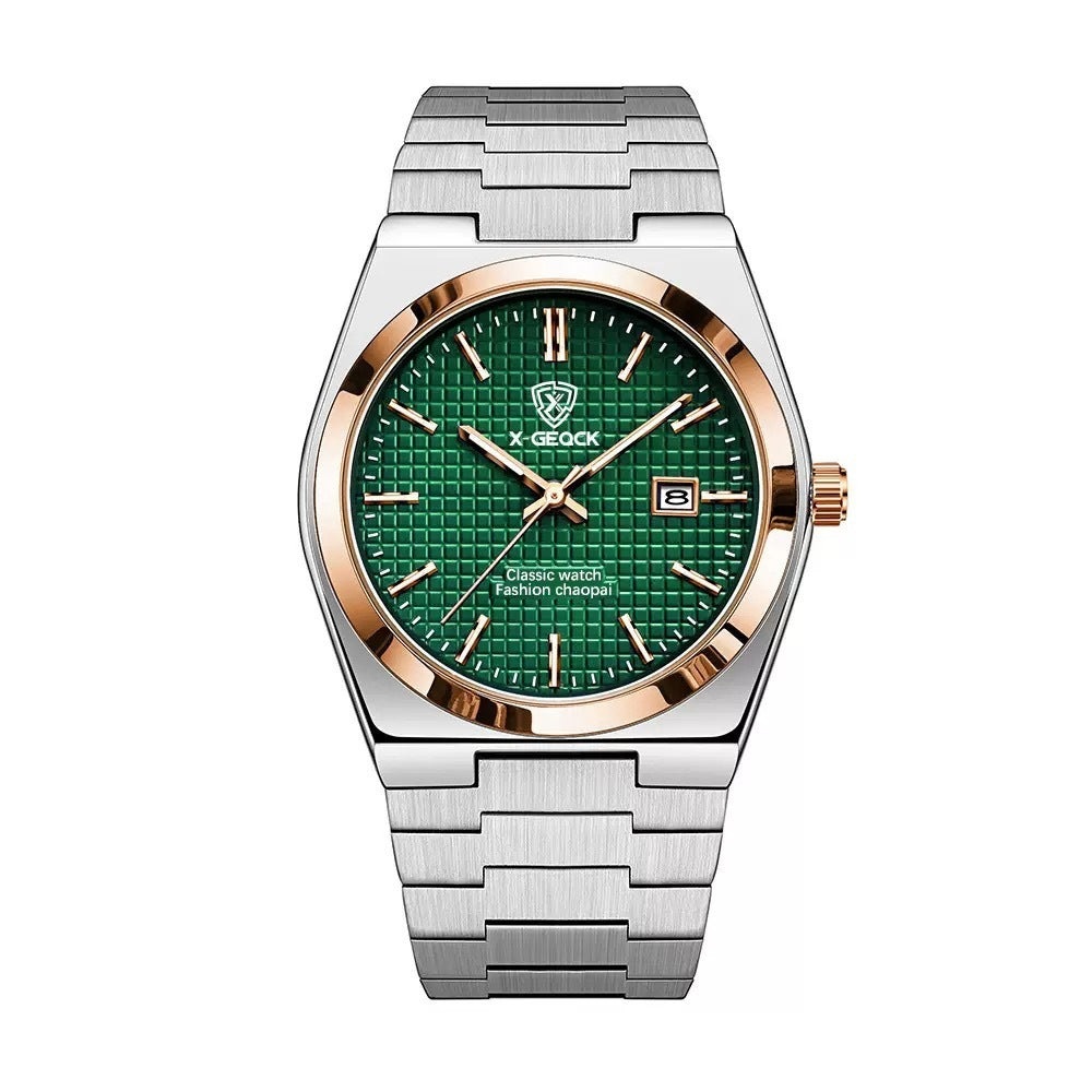 Men's Watch Quartz Simple Fashion Wrist Watch Steel Belt Waterproof Calendar Genuine Goods