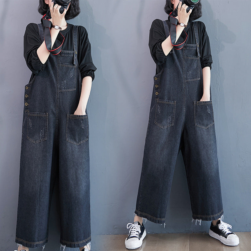 Oversized Nine - Quarter Wide Leg Jean Suspenders