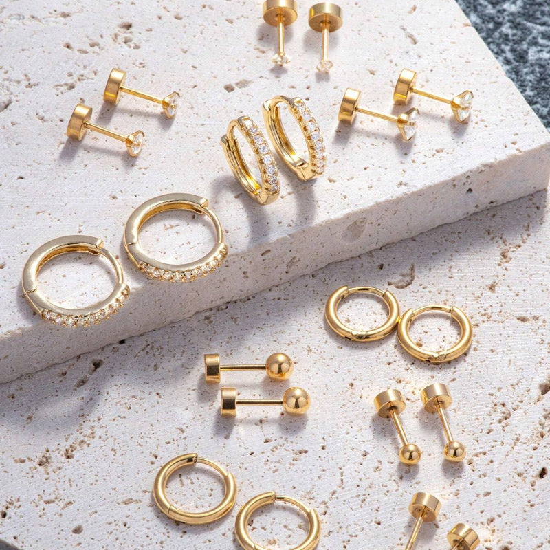 Exquisite And Versatile Small Inlaid With Diamond Ear Studs