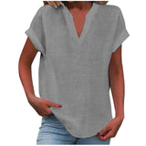 Solid Color Short Sleeve Women's Shirt