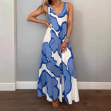 Casual Loose-fitting Women's V-neck Print Dress